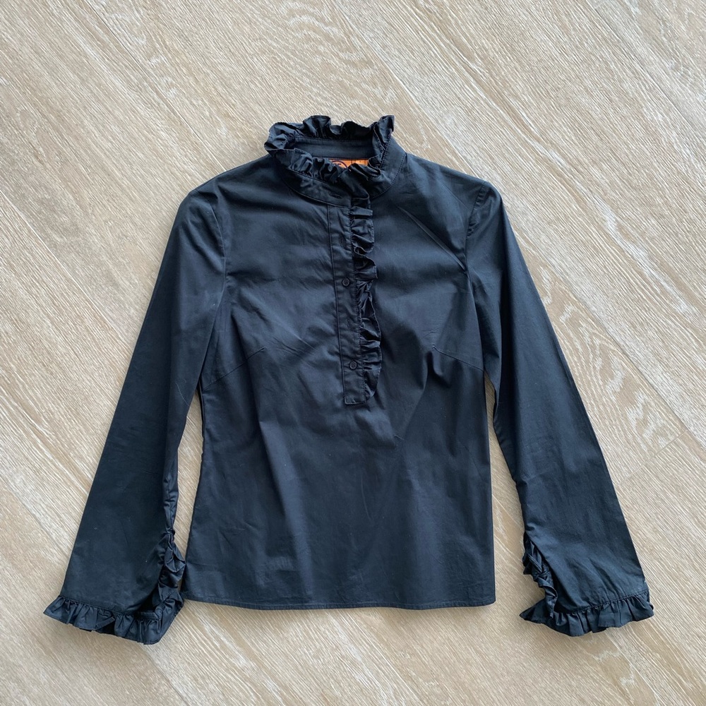 Tory Burch ruffled black blouse! Size 2